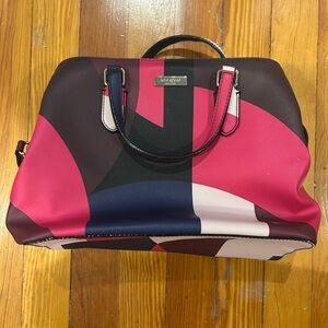 Kate Spade Pink and Black Satchel with Structured Design